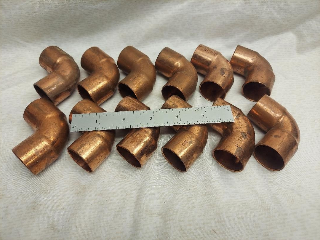 LOT OF 12 NEW OLD STOCK COPPER PLUMBER PLUMBING SWEAT 1 INCH 90'S OR ELBOWS