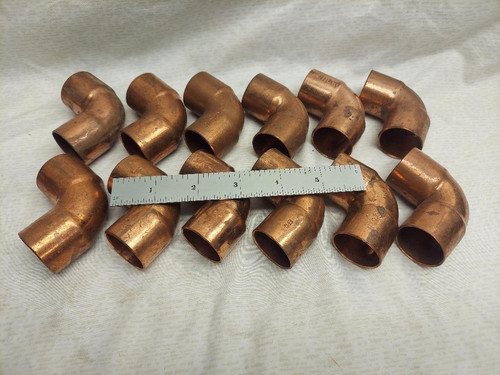 LOT OF 12 NEW OLD STOCK COPPER PLUMBER PLUMBING SWEAT 1 INCH 90'S OR ELBOWS