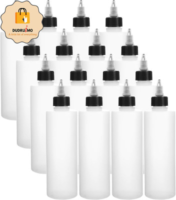 16 Pack 8Oz Plastic Squeeze Bottles with Twist Top Caps, Empty Boston Dispensing