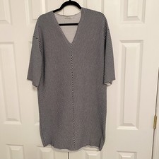 Zara Knit Tunic Dress Blue Striped V Neck Size S