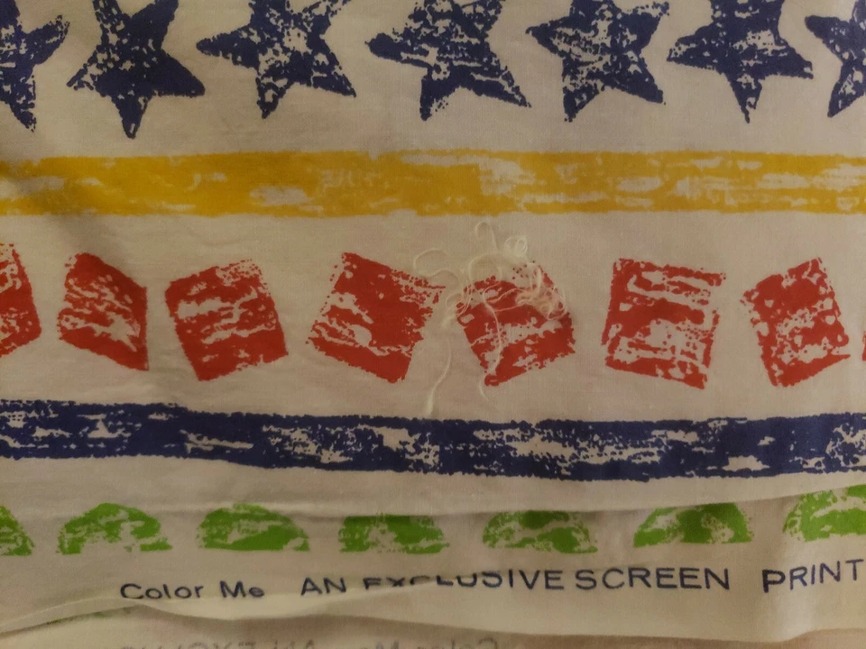 Preschool Shapes 36" x 146” Color Me Screen Print Vintage Fabric Vibrant - Image 4 of 4