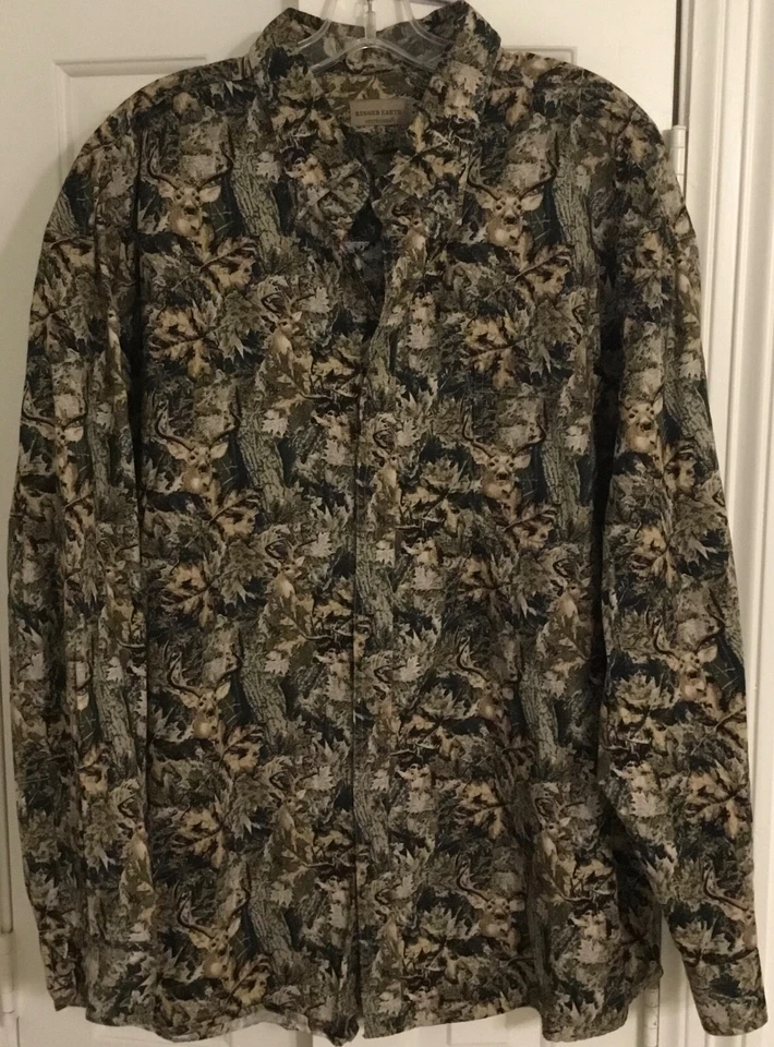 Rugged Earth L/S Shirt Mens 2XL XXL Woodland Camo All Over Print Outdoors Hunt - Image 2 of 4