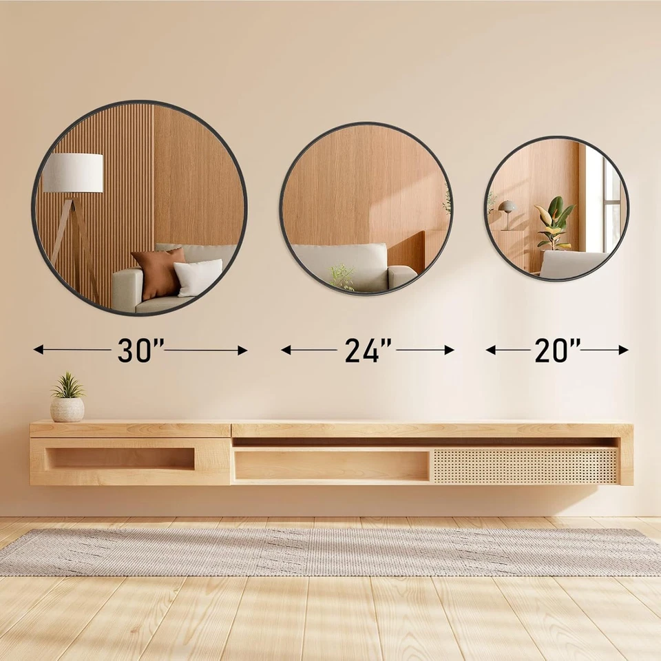 Black Round Wall Mirror Bathroom Mirrors Over Sink Circle Mirror for Bathroom - Image 2 of 4