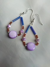 Purple Mother pearl dick full moon earrings witch  spells recycled party fiesta