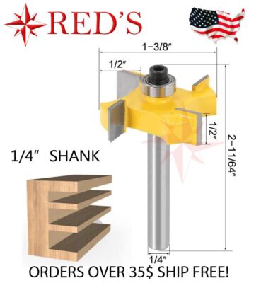 Y70948-4 REDS  1/2 THK X 1/2'' Wide Slot Cutter Router Bit Set 1/4'' Shank 