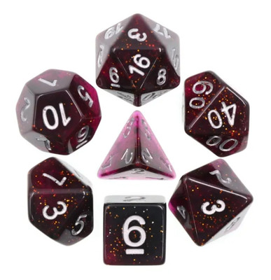   Purple Glitter - 7 Dice Set | RPG DnD Dungeons Dragons AD&D Pathfinder d20