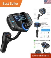 Smart Bluetooth FM Transmitter with Built-In Mic  270-Degree Display Adjustable