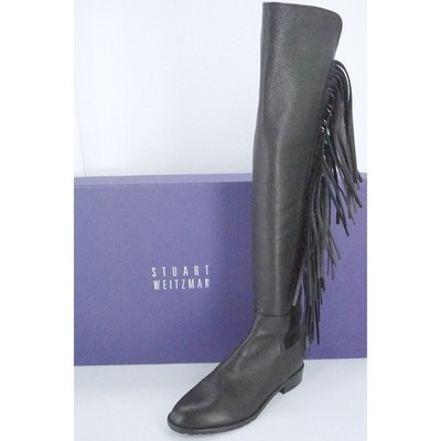 Stuart Weitzman Black Leather Mane Fringe Over Knee Boots SZ 6 NIB OTK 5050 $855