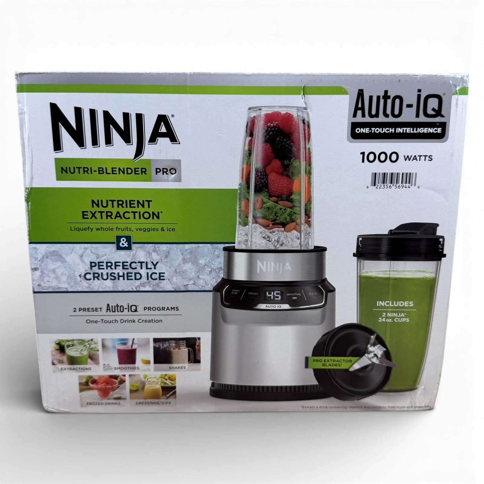 Ninja BN401 Nutri-Blender Pro with Auto-iQ, 1100W Motor, (2) 24oz Cups