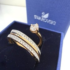 Swarovski Fresh Rose Gold Plated Ring White Crystals Size 60 UK R In Box
