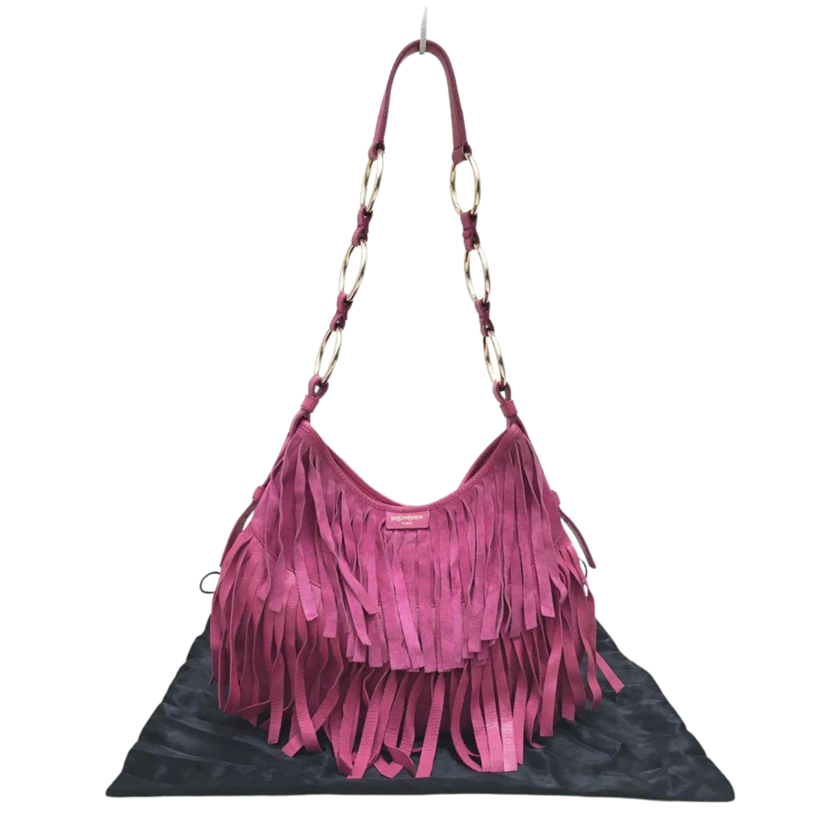 Yves Saint Laurent Boem Fringe Bag with Storage Bag Suede Pink