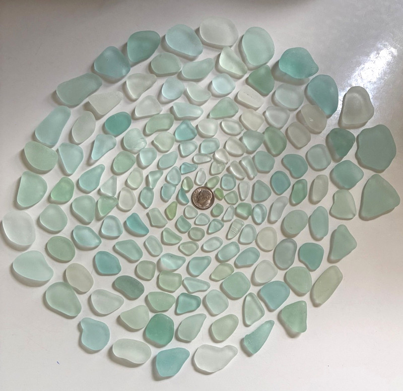 Lot of 149 LIGHT BLUE AQUA Genuine Sea Beach Glass SURF TUMBLED Some Light Green
