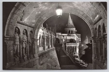 Budapest Fishermen's Bastion Night View RPPC Postcard Real 4x6