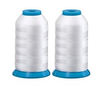 Set of 2 Huge White Spools Bobbin Thread for Embroidery 5500 yards,