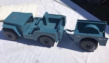 Vtg Air Force Blue Jeep & Trailer EMPIRE Toys 1976 Fits 12” GI-JOE Action Dolls