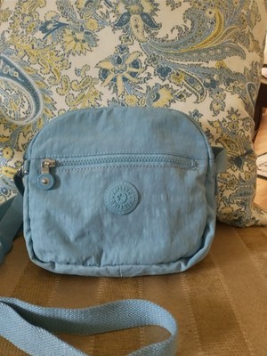 Kipling Crossbody Multi Zip Adjustable Strap light Blue Nylon Travel Bag