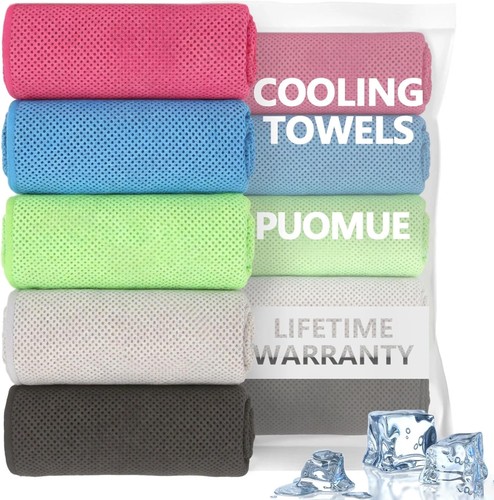 5 Pack Cooling Towels 40x12 Microfiber for Sports Yoga Camping