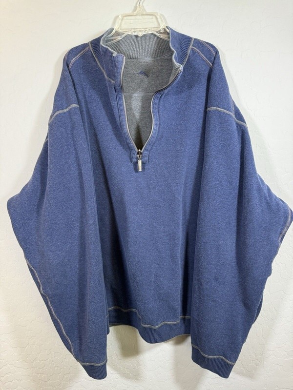 Tommy Bahama Sweater 1/4 Zip Reversible Mens Pullover - See Measurement Photos