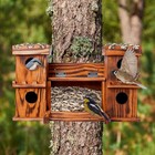 MIXUMON Castle-Style 4 Room Wooden Birdhouse with Large Center Feeder, Outdoor — photo 2