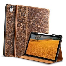 Leather Case for iPad A16 11th Generation 11 Inch 2025, iPad Pattern-Brown