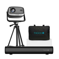 Fugoo Outdoor Projector  Soundbar Bundle with Tripod  120" Foldable Screen