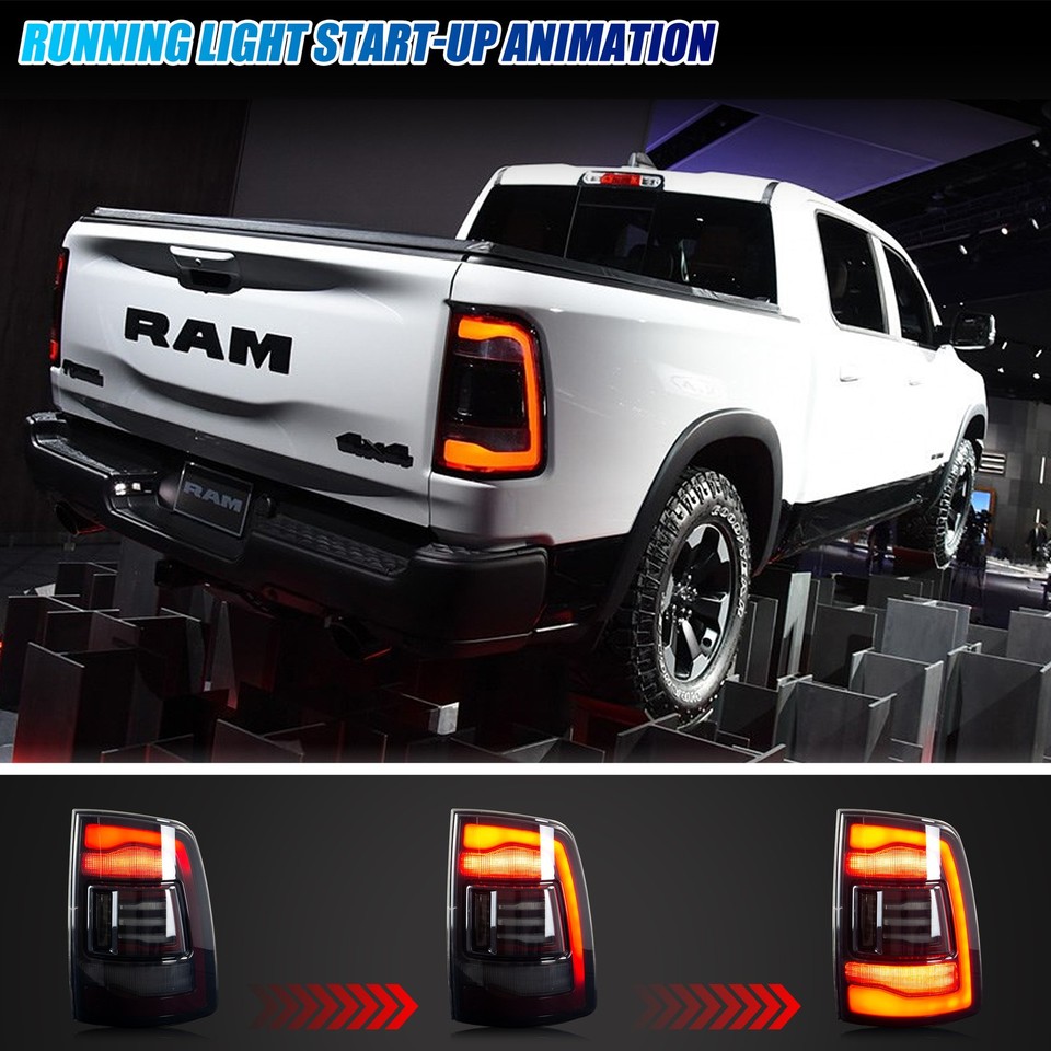 Ram Rampage Rear Lights LED Tail Lights for Dodge Ram 2009-2018 4th Gen 1500 Black Rear Lamps ...