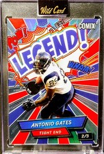 2025 WIld Card Comix Rookie and Legend - Legend Red/Blue Antonio Gates #/3. rookie card picture
