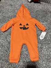 0-3 M Baby Cat Jack Halloween Pumpkin Bodysuit One Piece