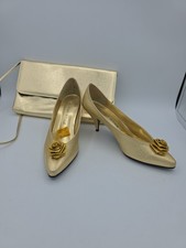 Vintage 80s Gold Heels Size 7.5 With Matching Gold Purse