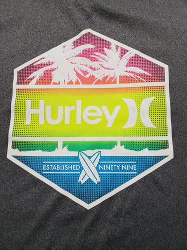 Hurley Boys' Rash Guard Gray Hex Swim Shirt Size Large 12-13 Yrs. UPF 50+ - Picture 2 of 7