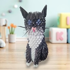 Origami 3D Small Cat, Papercraft Paper Art Origami Handmade Gift 