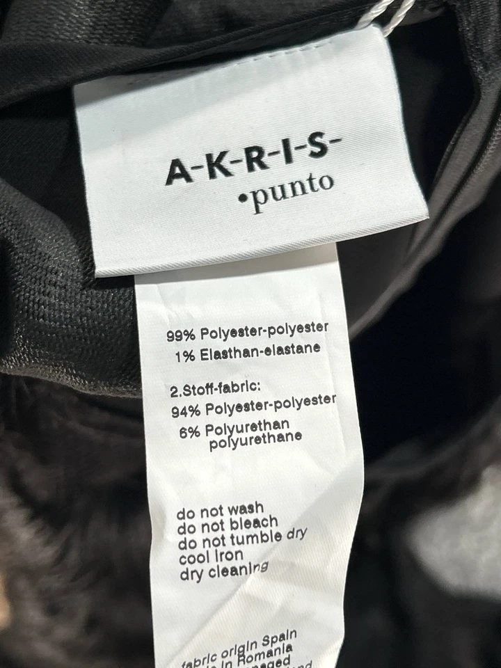 Vestido Akris para mujer 6 negro con flecos de piel sintética nuevo Foto 3 de 4