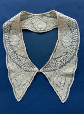 Antique Lace Collar Embroidered Lace 2-Tone Cream Beige