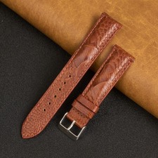 22mm Brown Ostrich Leather Watch Band Real Ostrich Leg Watch Strap Men Classic