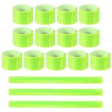 16Pcs Reflective Arm Bands, 15.7"High Visibility Bands, Yellow  Square 