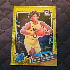 2023-24 Panini Donruss Rated Rookie Choice Gold 3/10 Taylor Hendricks Jazz #208