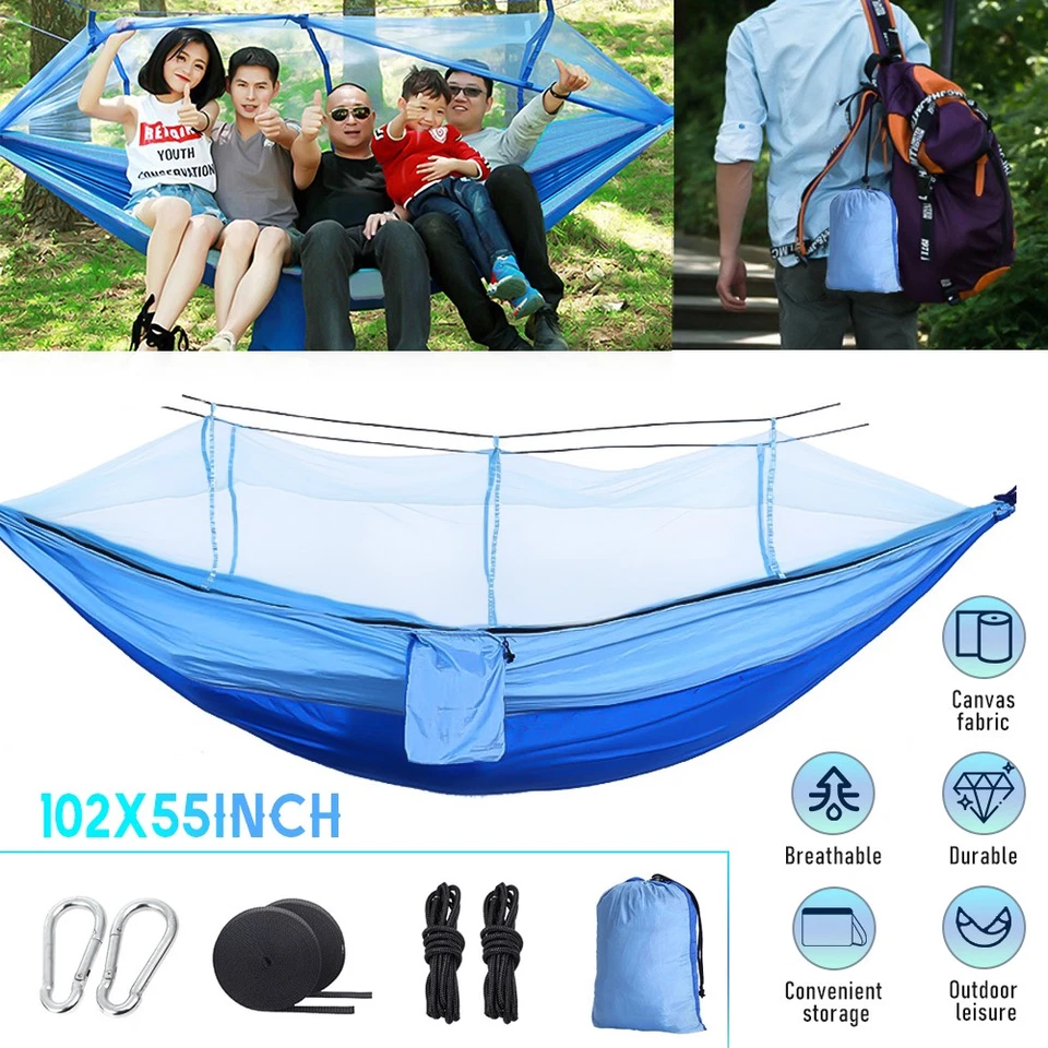 Hamaca de Camping 660lbs Tienda Portátil Doble Persona con Mosquitera Cama Colgante Foto 4 de 4