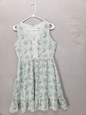 LOFT Outlet Dress Womens 4 Green Blue Sleeveless Boho Midi Ruffle Hem Summer