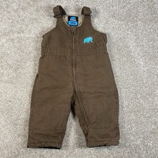 Berne Insulated Bibs Toddler Sz 18m Bark Brown Cotton Canvas Overalls Zip Front