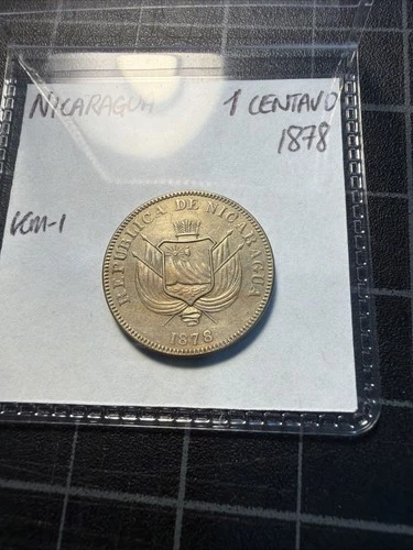 Nicaragua 1 Centavo 1878 KM-1 Looks Unc! Toned