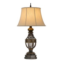 Antikes Braun Cremefarbig Klassisch Tischlampe Nachtlampe 1X60W/E27 51X90 [Cm]