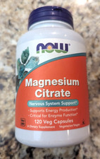 Now Foods Magnesium Citrate Nervous System Support 120 capsules exp: 02/2029