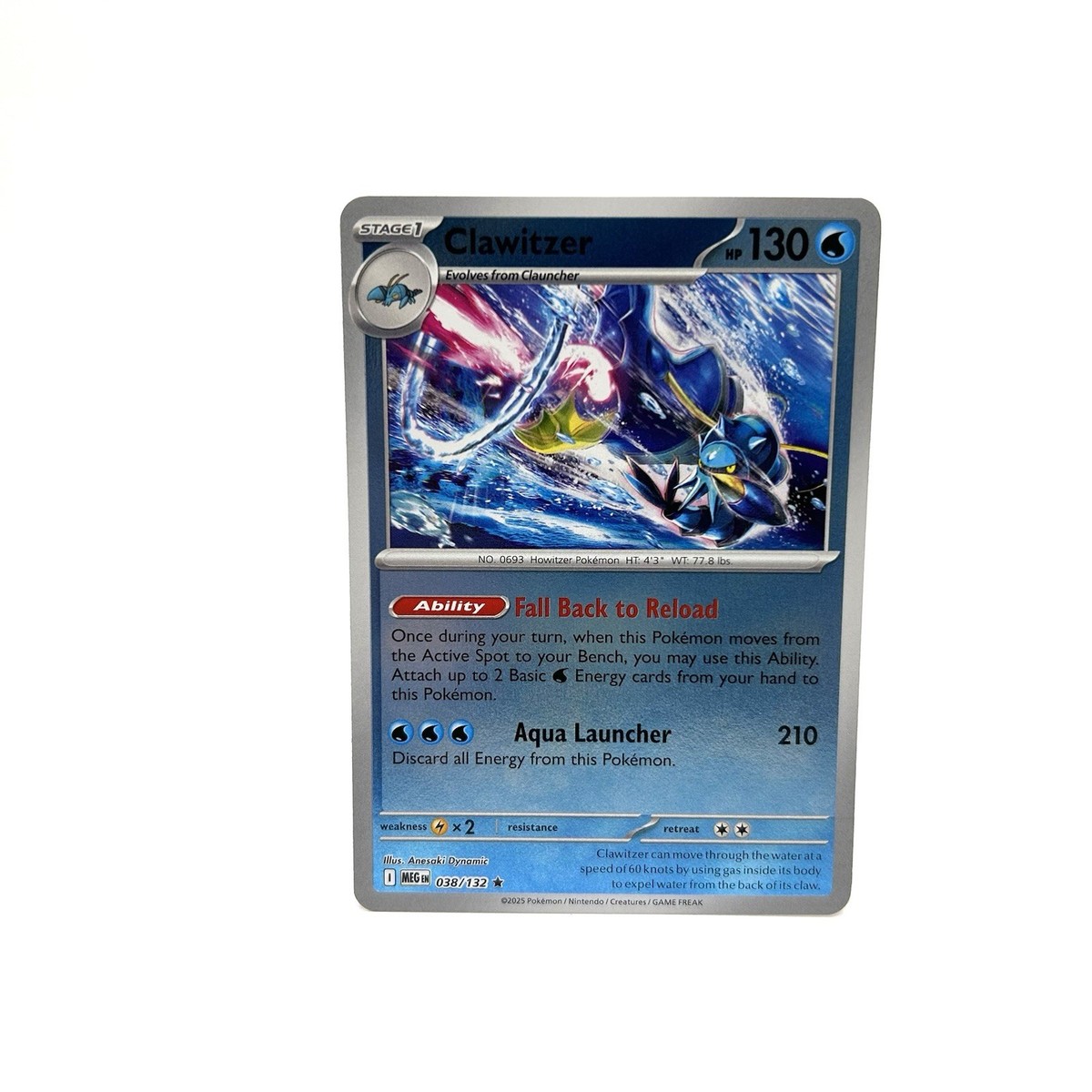 Clawitzer #038/132 TCG 2025 Pokémon Mega Evolution Reverse Holo