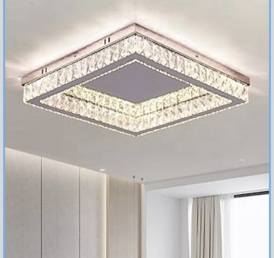 Finktonglan dimmbar 17,7 Zoll eckig Kristall LED Deckenleuchten modern bündig