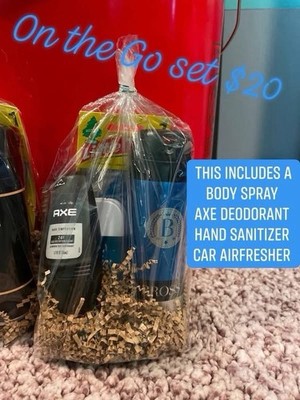 AXE Men's On-the-Go Set Kit: Body Spray, Deodorant, Hand Sanitizer, Car Fresh