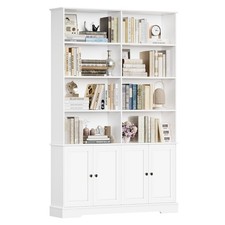 Bookcase with Doors 6-Tier Bookshelf Tall Storage Shelving Unit 120x27x185cm