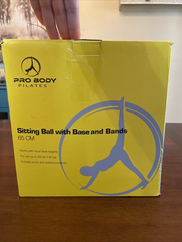 Pro Body Pilates Sitting Ball With Base And Bands 65 Cm No Pump Desk