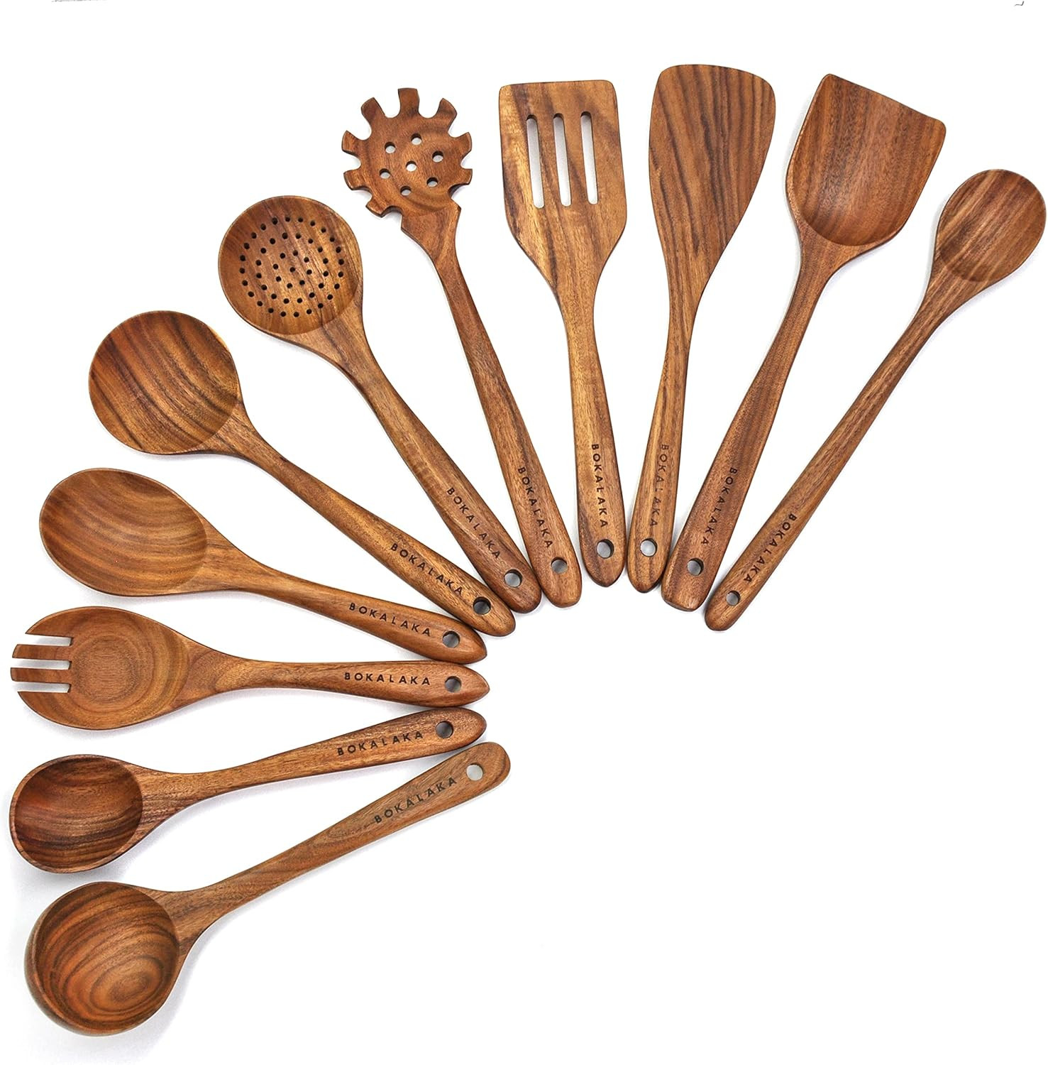Cucchiai Legno per Cucinare 11 Pezzi - Il Segreto per Ricette Sane