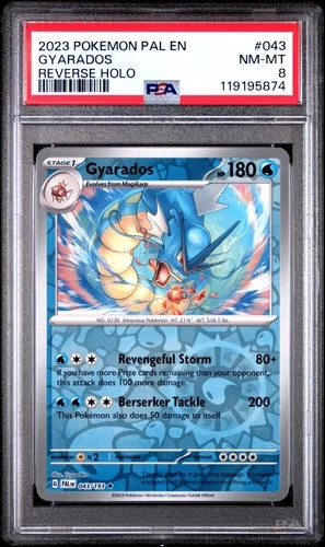 2023 POKEMON PAL EN-PALDEA EVOLVED REVERSE HOLO #043 GYARADOS PSA 8