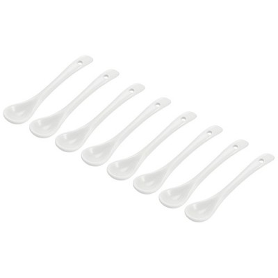 Ceramic Spoons 3.7'' White Spoon for Home Kitchen Restaurant 8 Pcs